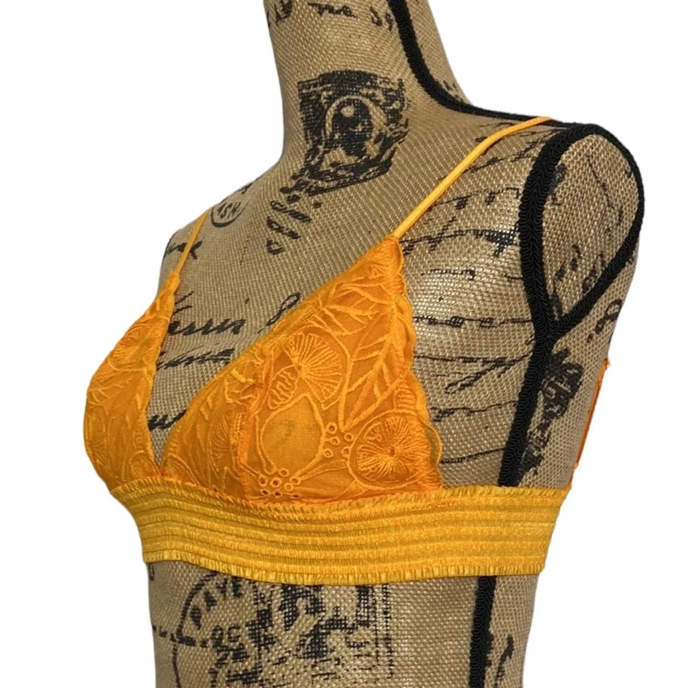 NWT Orange Lace Elastic Intimate Sexy Bra S